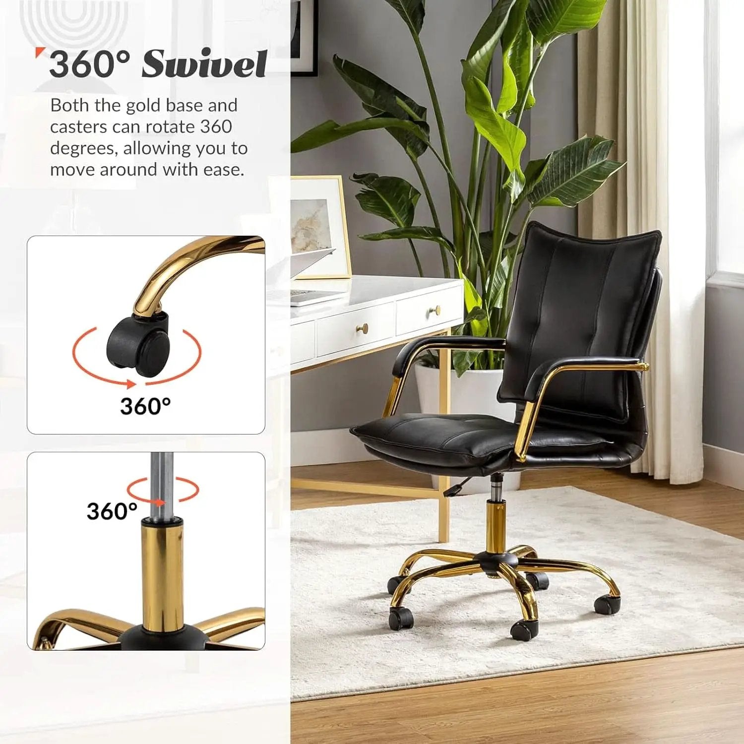 Black Office Desk Chair With Adjustable Height Elegant from PriceLows™