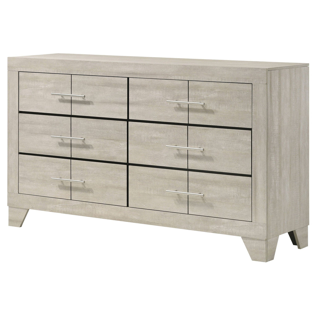 Trenton 6-drawer Bedroom Dresser Rustic | 58.25 x 16.25 x 33.75 in | Metal & Veneer | Cream