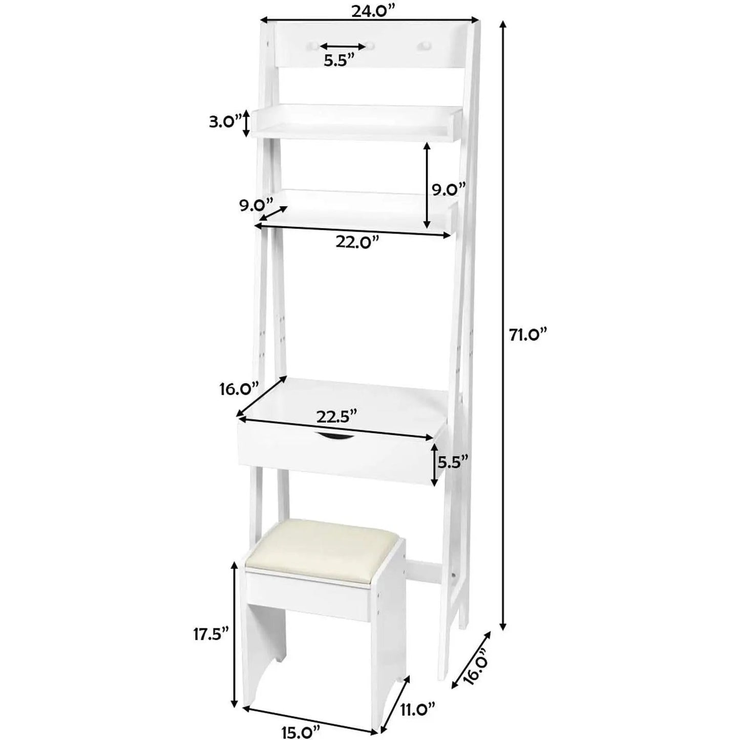 3 In 1 Vanity Table With Flip Top Mirror Makeup Desk from PriceLows™