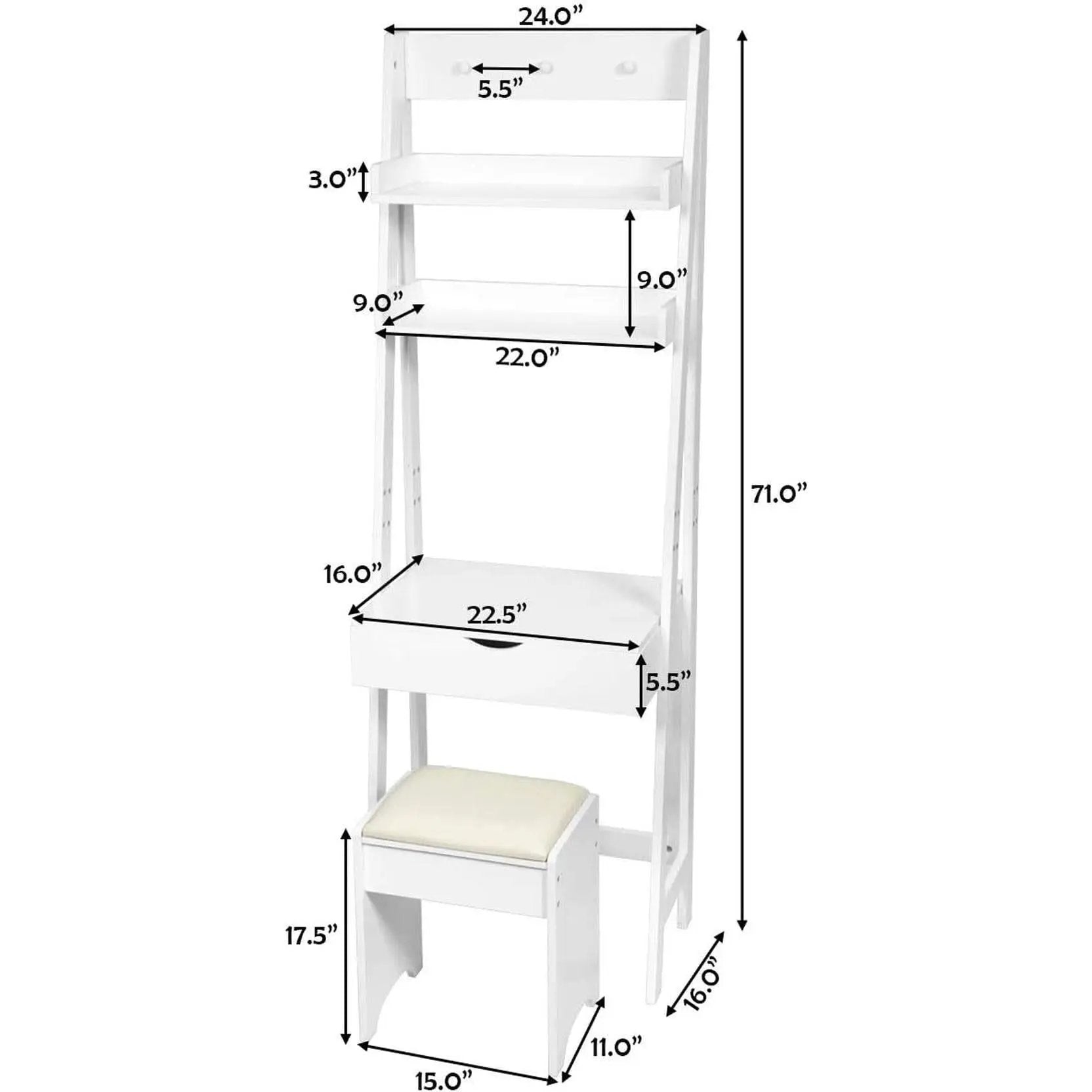 3 In 1 Vanity Table With Flip Top Mirror Makeup Desk from PriceLows™