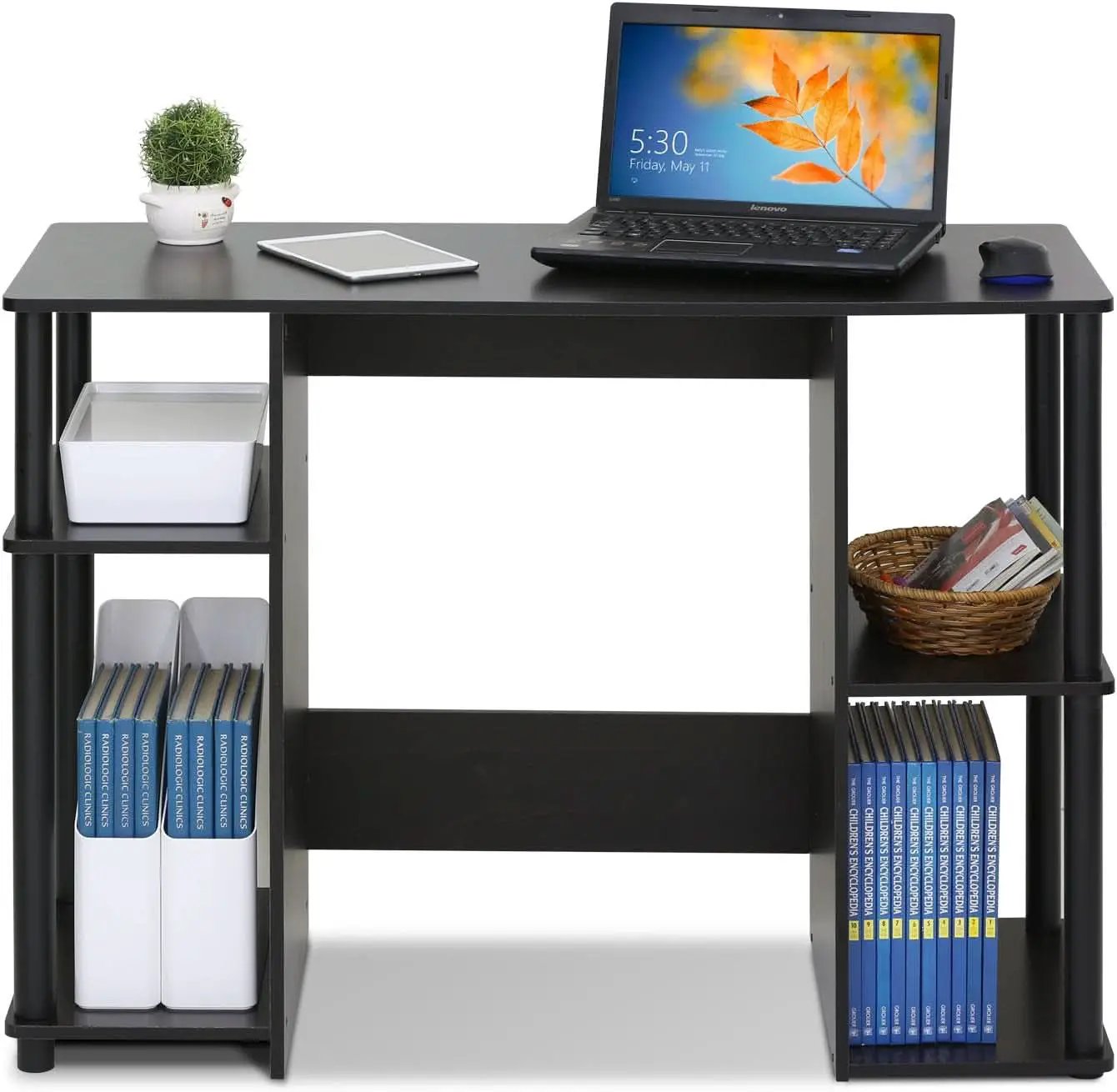 JAYA Computer Study Desk With Open Storage Espresso Finish from PriceLows™