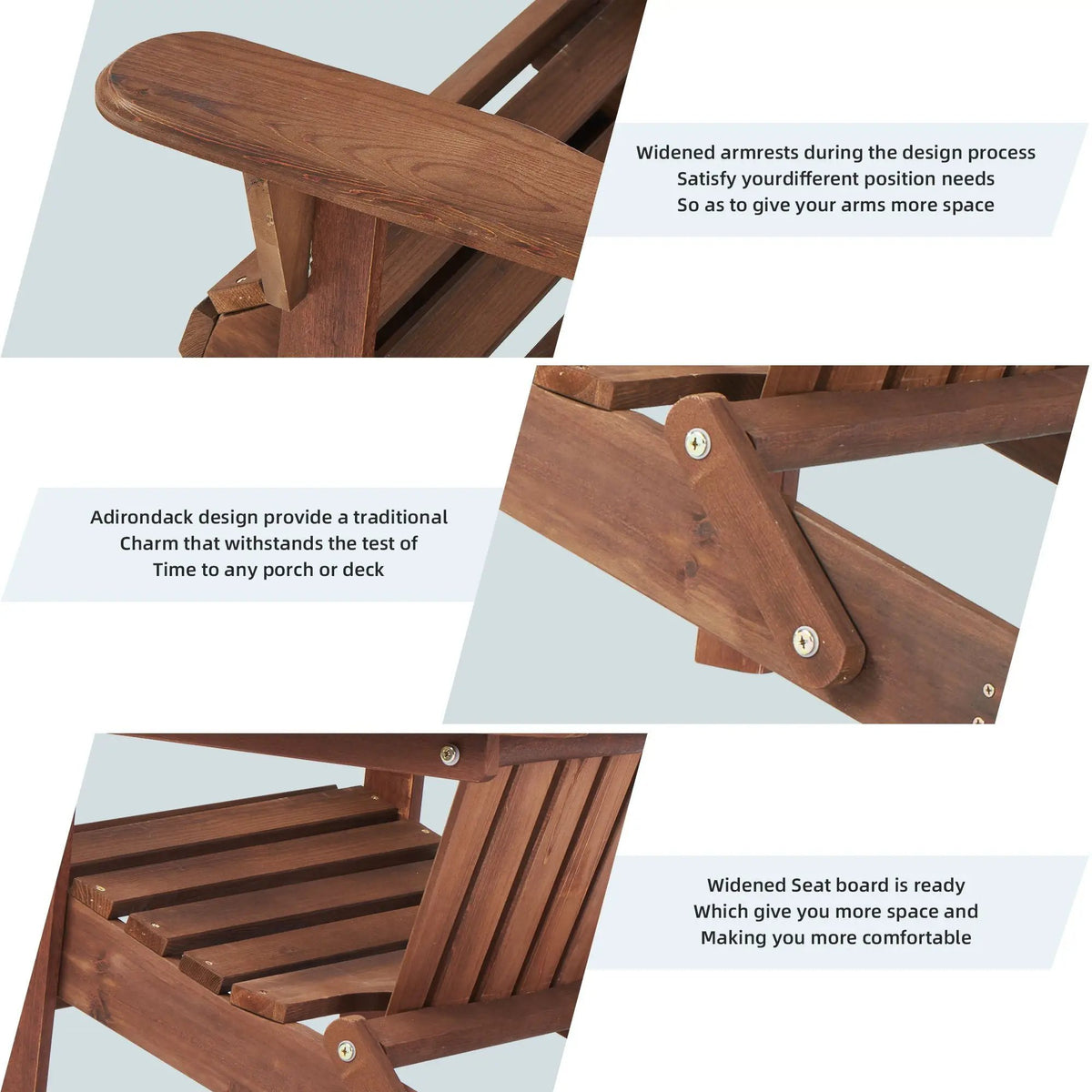 Folding Adirondack Chairs | Set Of 2 | Solid Cedar Wood | Space-Saving Design