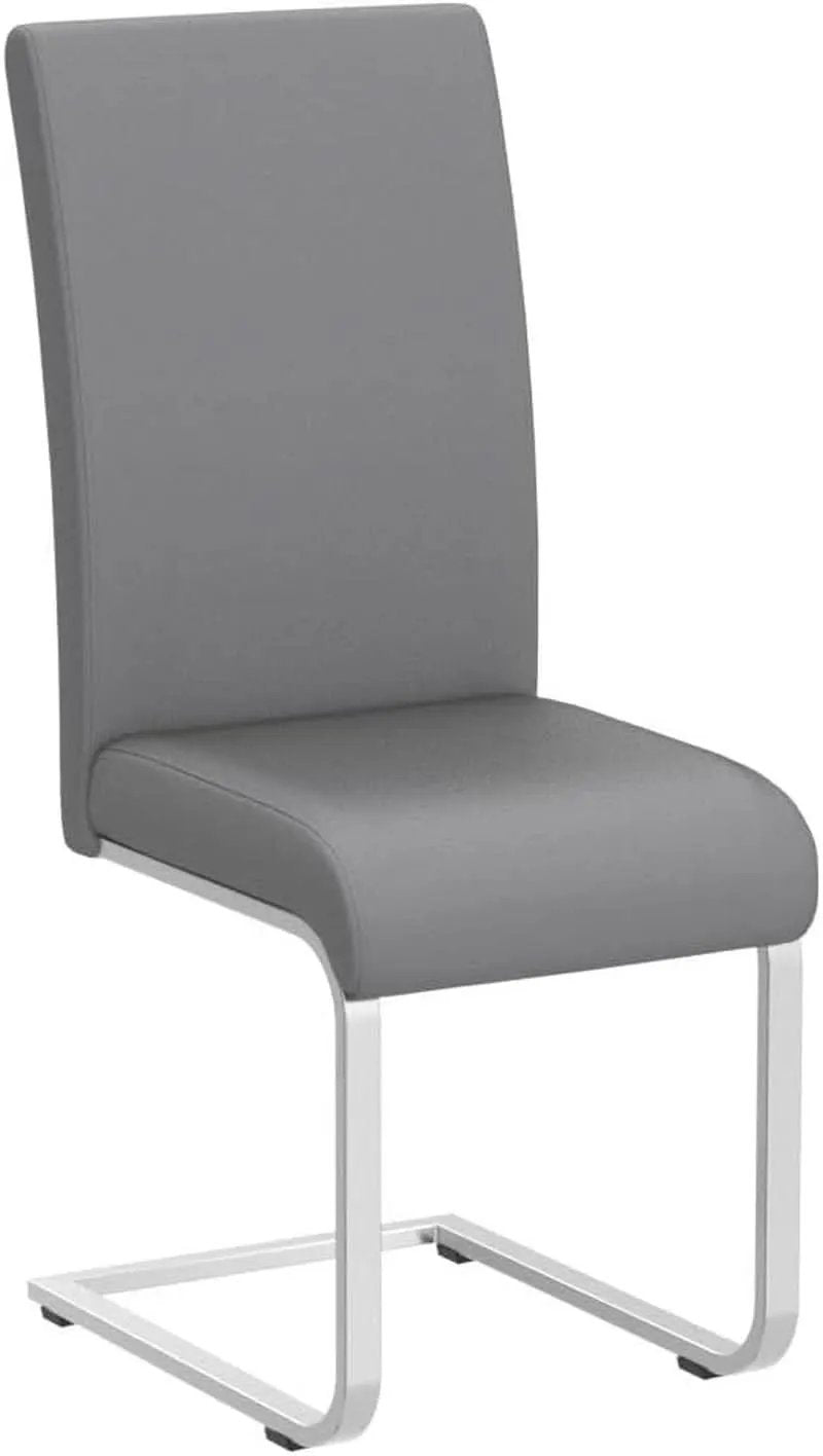 Gray PU Leather Dining Chairs For Kitchen Set Of 2 from PriceLows™