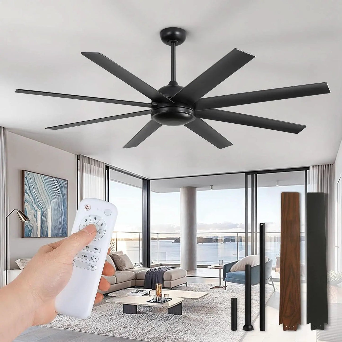 65 Inch Ceiling Fan With Remote Control No Light Indoor Outdoor from PriceLows™