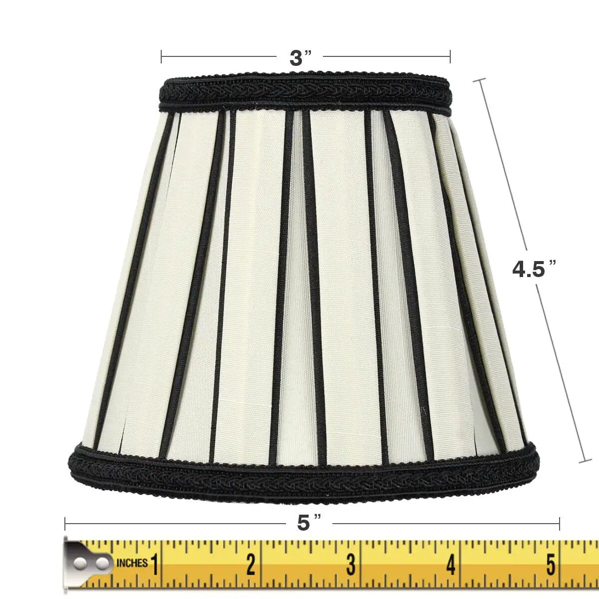 Chandelier Lampshade | 5 Inch Square | Eggshell Shantung | Black Clip-On
