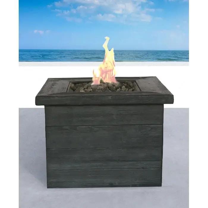Fibre Reinforced Propane / Natural Gas Fire Pit Table - | 32 x 32 x 24 in | Concrete & Wood | Charcoal
