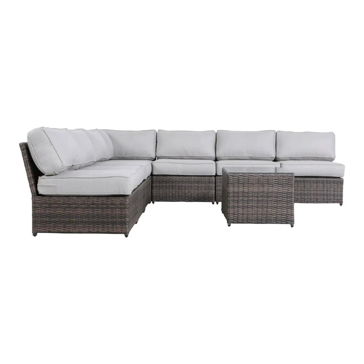 Outdoor Rattan Sectional Set | Half-Round HDPE Wicker | Rustproof Aluminum Frame | Fully Assembled