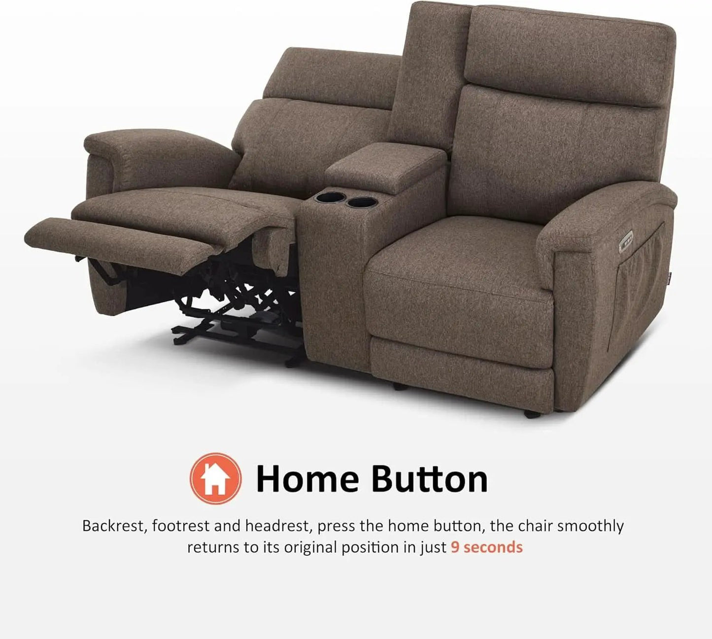 Mocha Power Recliner Loveseat With Massaging For Living Room Comfort from PriceLows™