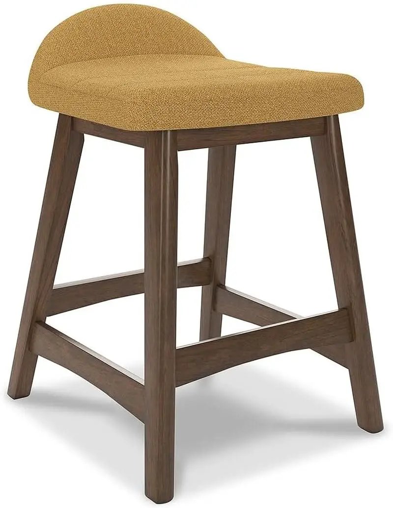 Mustard Brown Upholstered Counter Height Bar Stool Set Of 2 from PriceLows™