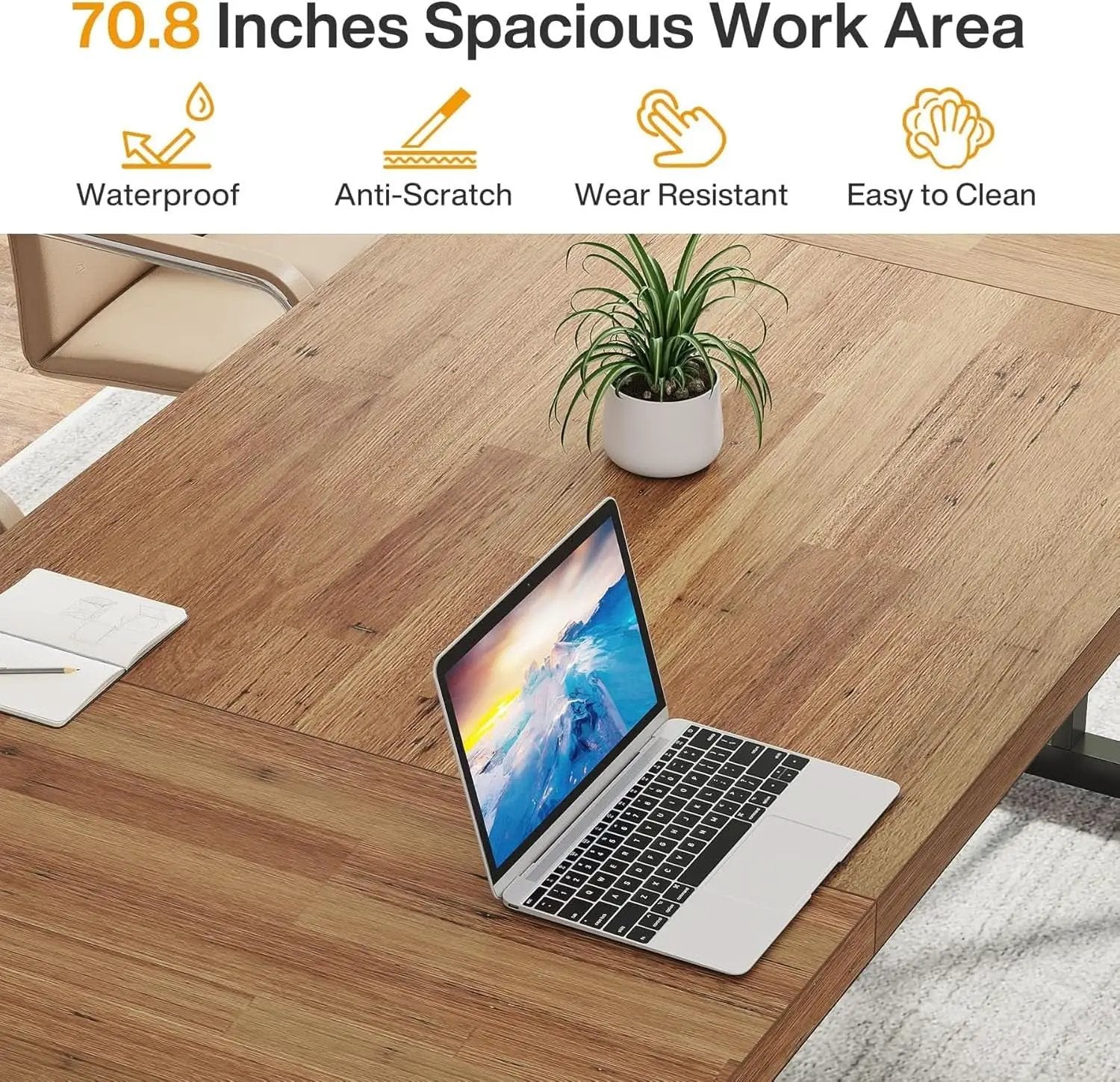 70.8 Inch Executive Desk Large Modern Home Office Desk from PriceLows™
