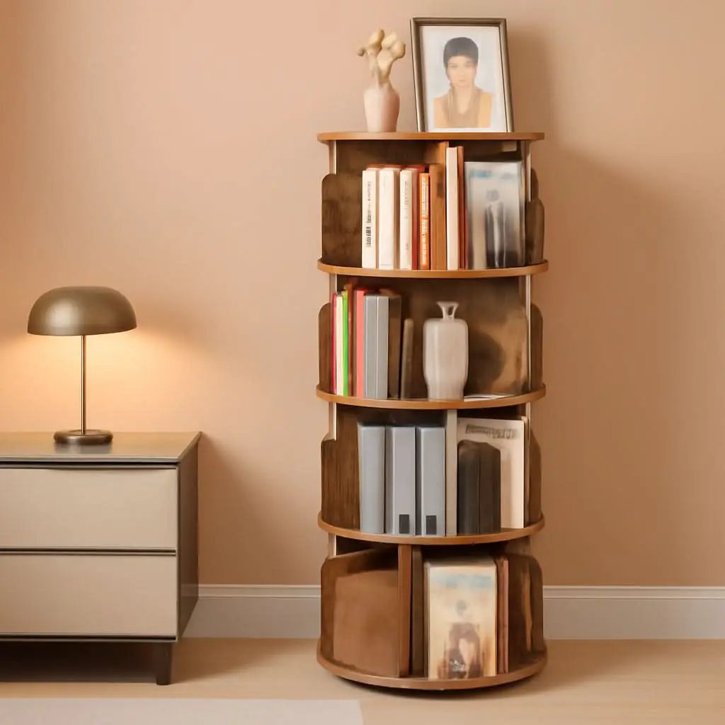 Rotating Corner Bookshelf 360 Degree 4 Tier Space Saving from PriceLows™