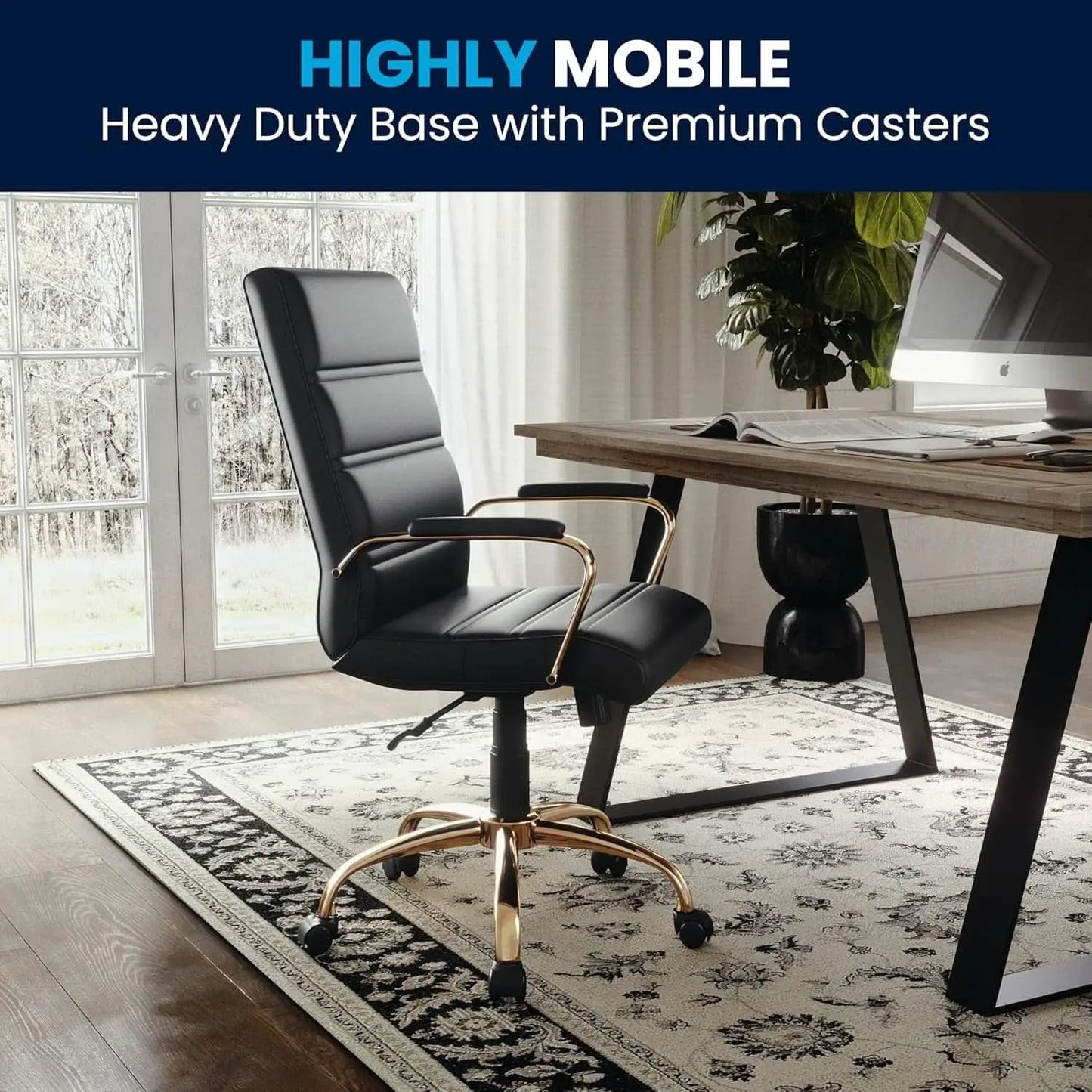 LeatherSoft Mid-Back Office Chair With Adjustable Height from PriceLows™