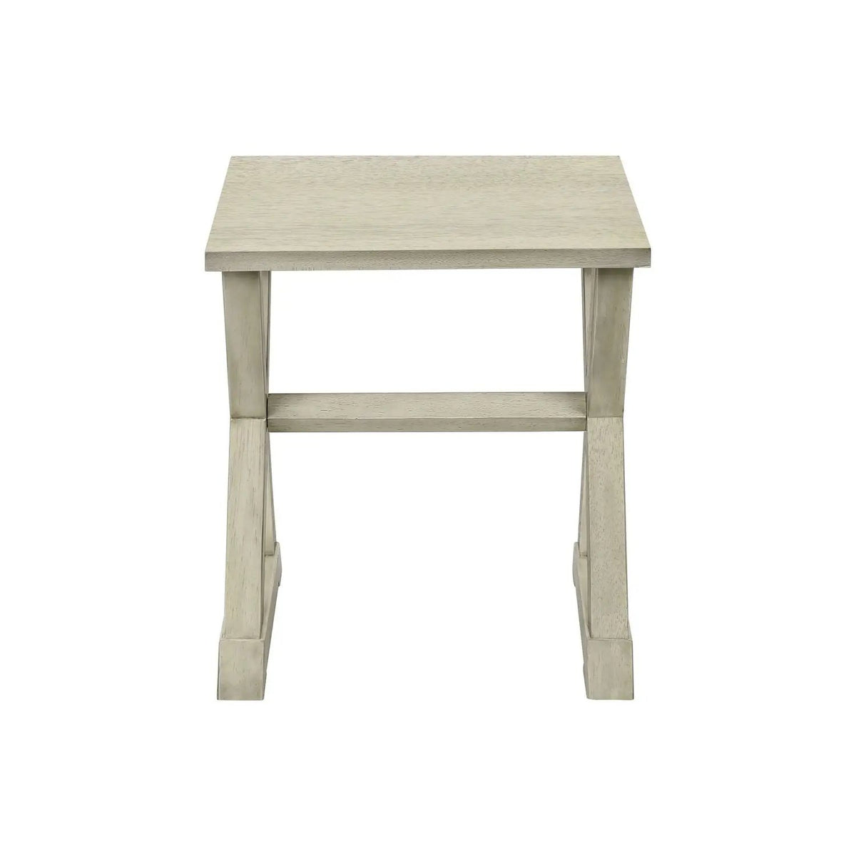 Compact Square Accent End Table | Transitional Style | Solid Wood Trestle Base | Veneer Top