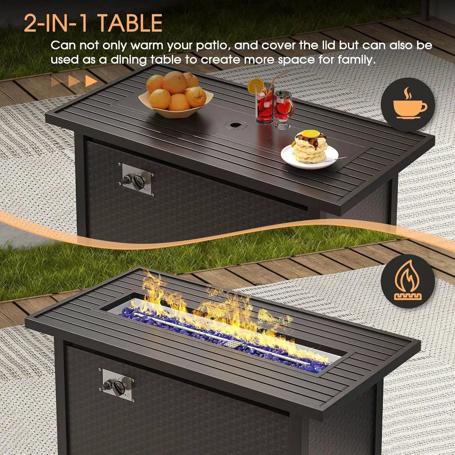 Eight Piece Outdoor Patio Furniture Set with Firepit from PriceLows™