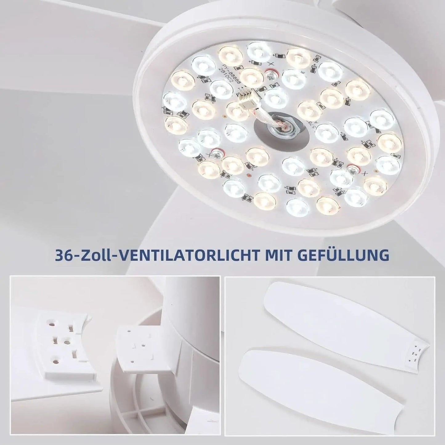 36 Inch White Ceiling Fan With Dimmable LED Remote App Control Energy Efficient from PriceLows™