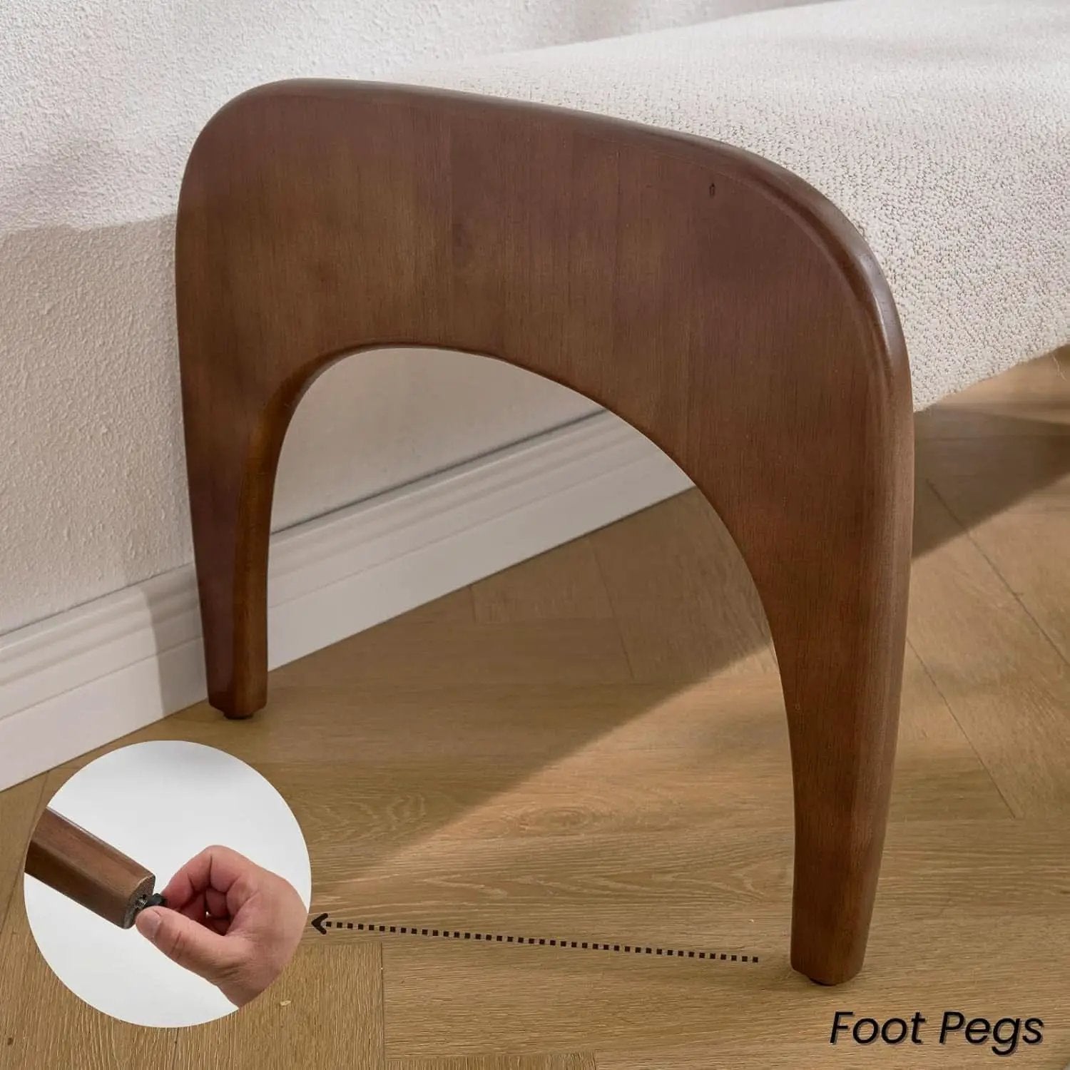 51-Inch Wide Ottoman Bench Beige Sherpa Upholstery from PriceLows™
