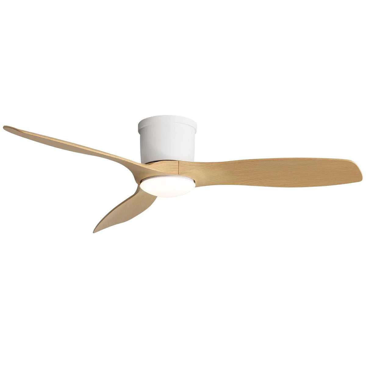 Flush Mount Ceiling Fan | 52 Inch Span | Dimmable LED Light | 3 Blades Reversible DC Motor