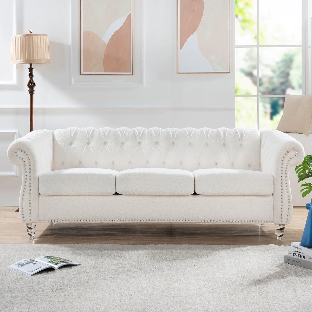 Rolled Arm Chesterfield Sofa | 3 Seater | Staggered Deep Pull Buckles | TB117 Compliant
