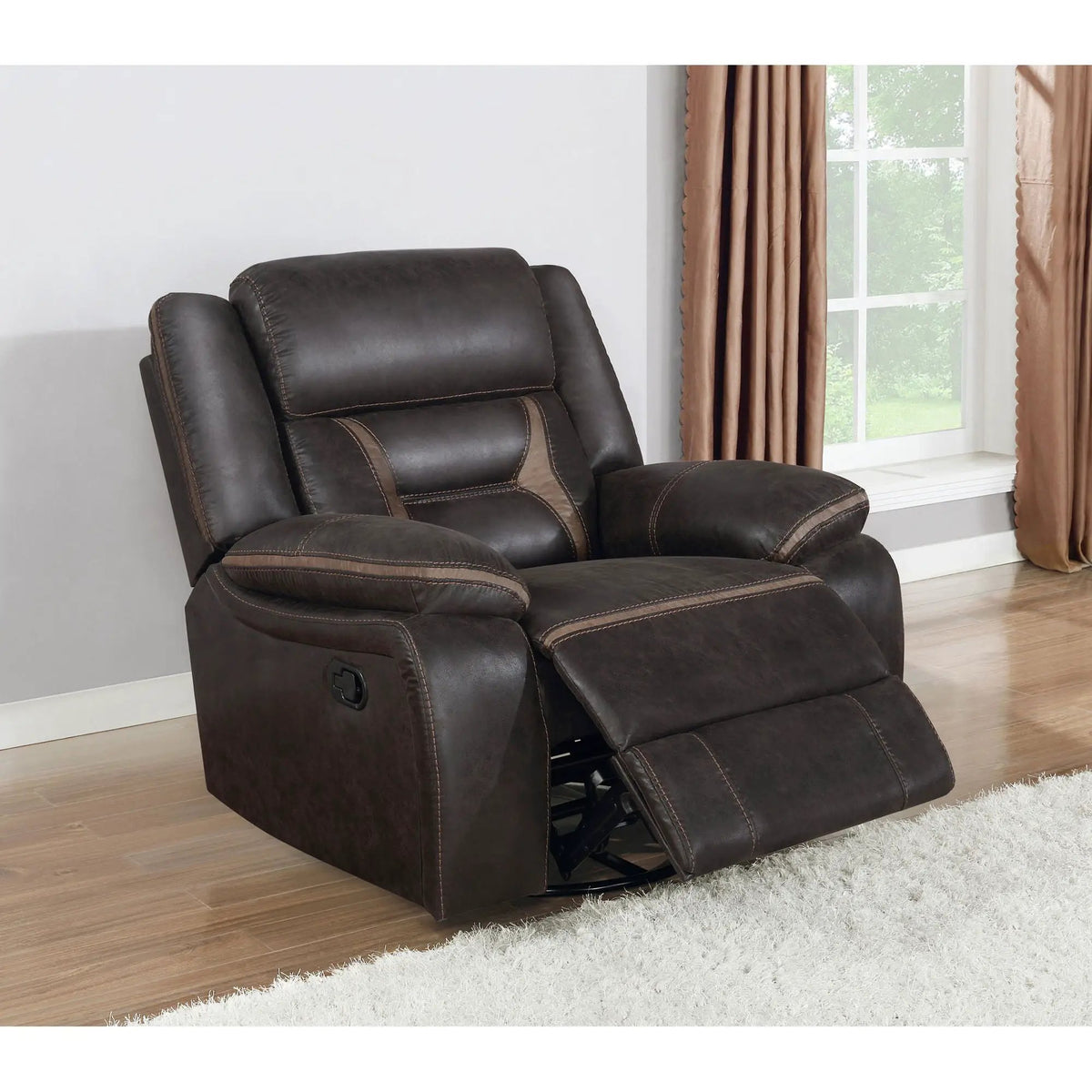 Brazelton Swivel Glider Recliner | Manual Recline Lever | Leatherette Upholstery | Smooth Gliding Motion
