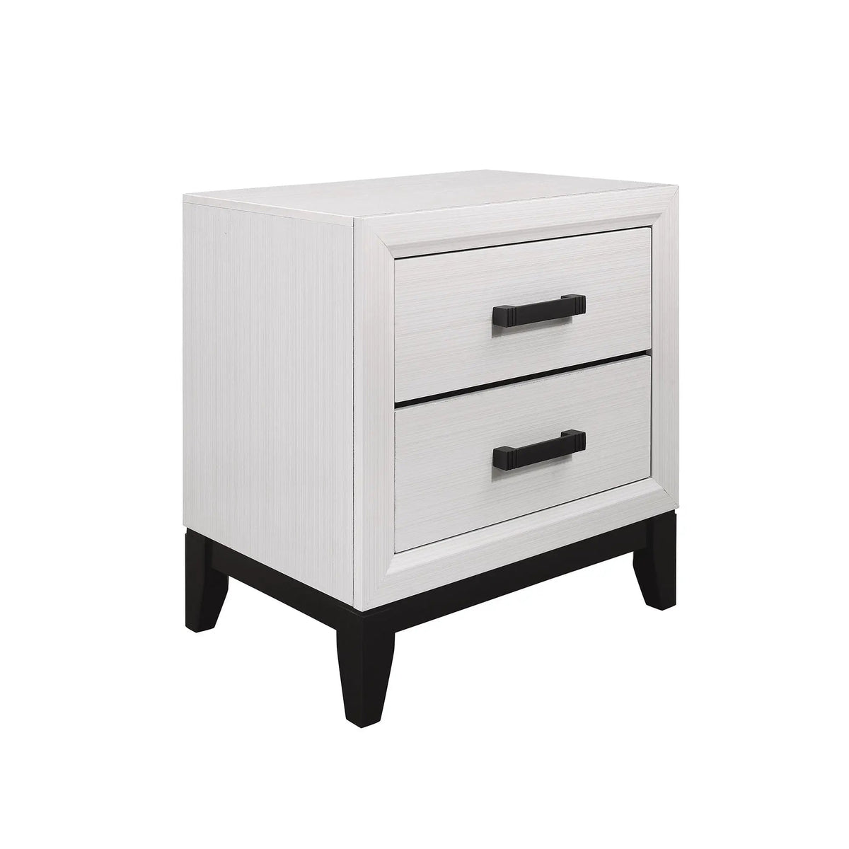 Mirage Nightstand | Sleek Foil Finish | Two Spacious Drawers | Modern Bedroom Storage
