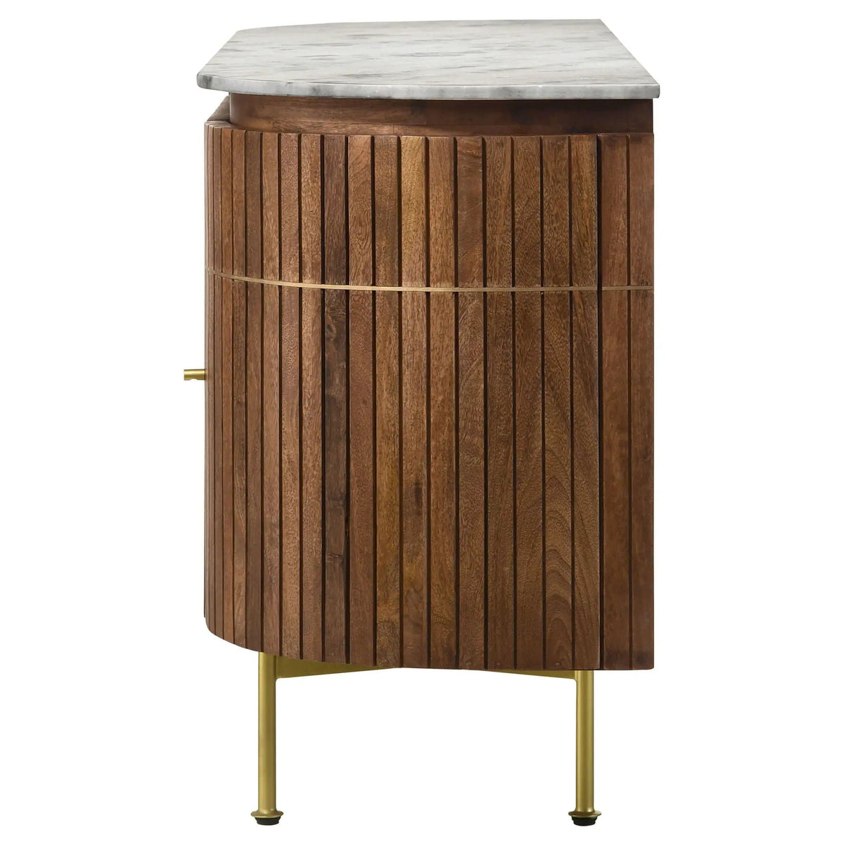 Ortega 4-door Marble Top Sideboard Buffet Cabinet | 63 x 18 x 30.5 in | Mango Wood & Marble | Natural