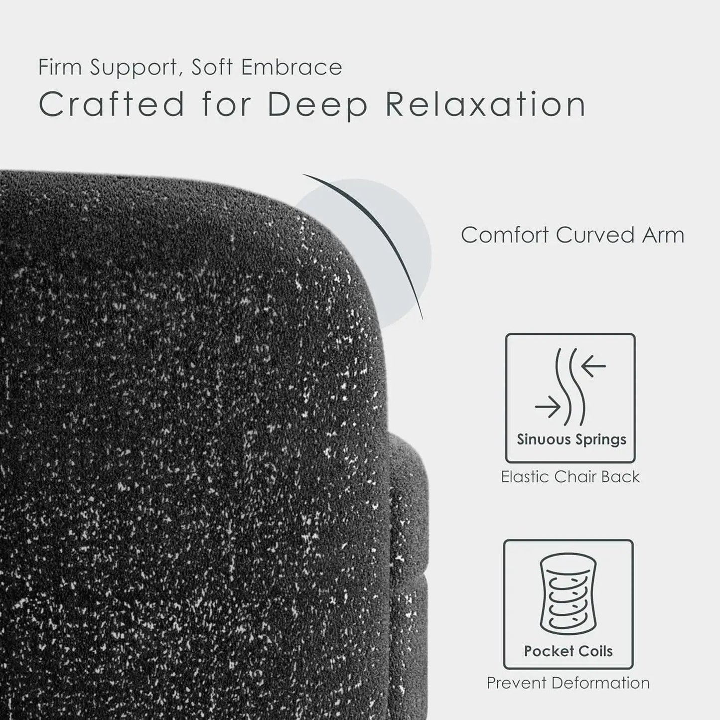 Nimiane Modern Boucle Sofa Set Black With Curved Arms from PriceLows™