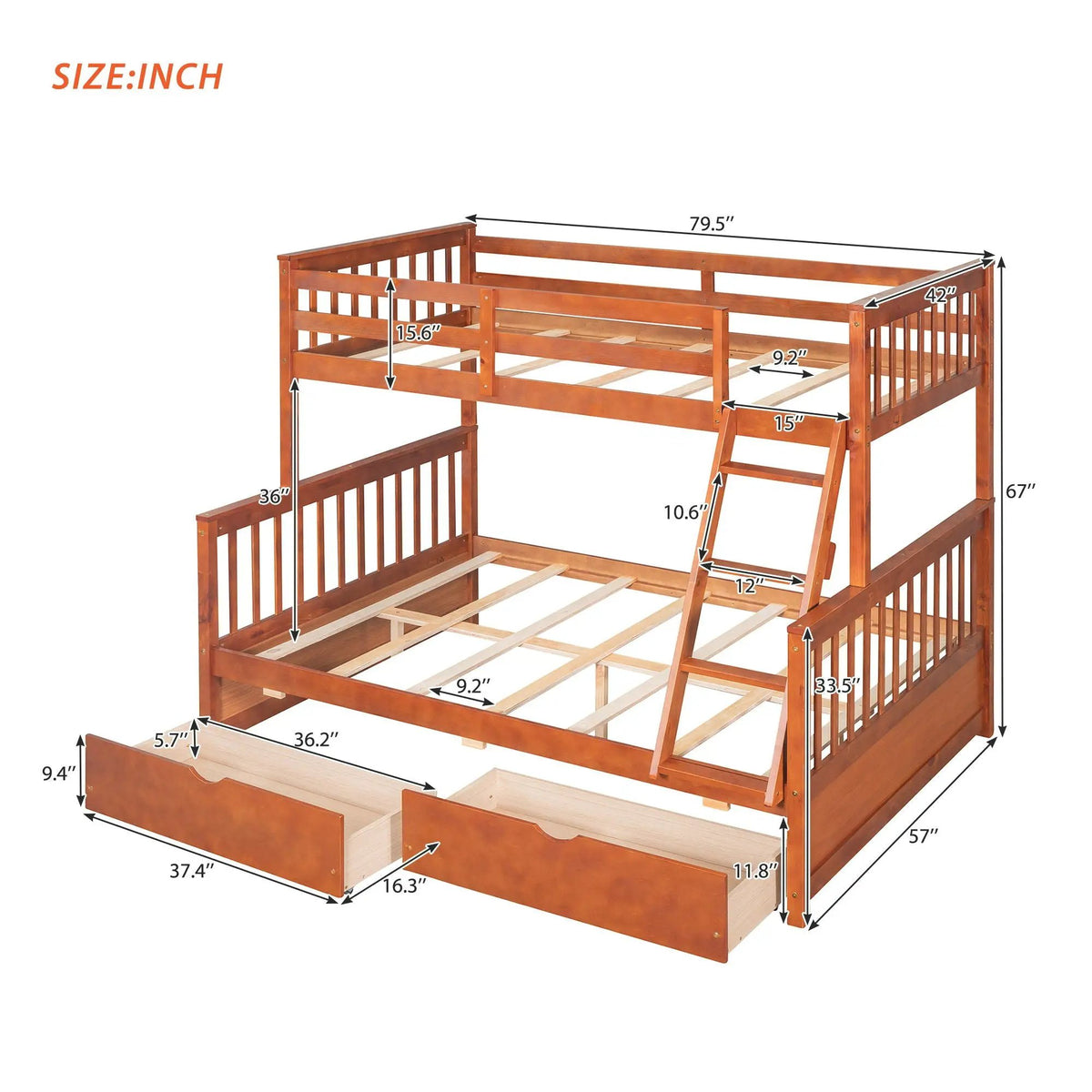 Bunk Bed With Ladders | 2 Storage Drawers | Space-Saving Design | Sleepover Ready