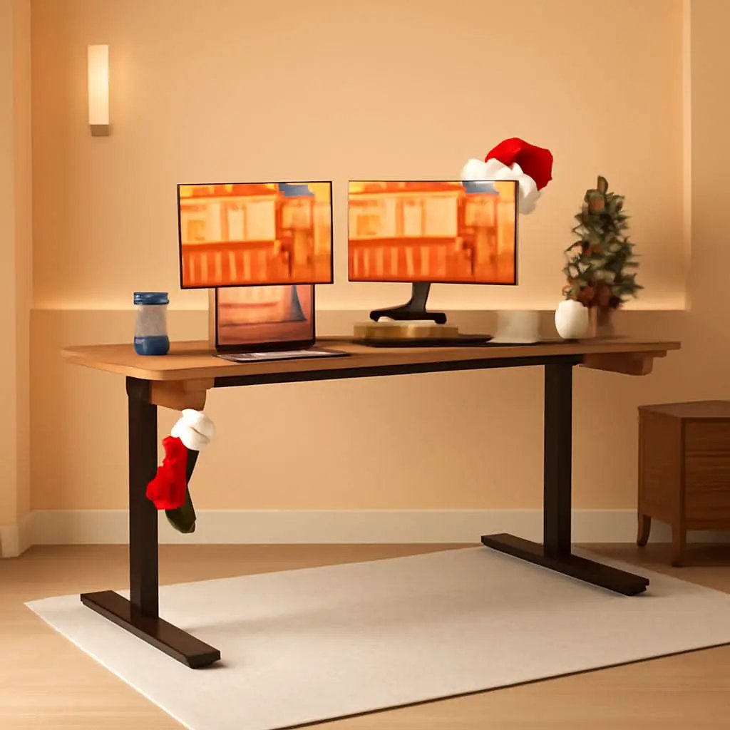 Electric Standing Desk 55x24 Inches Brown Height Adjustable from PriceLows™