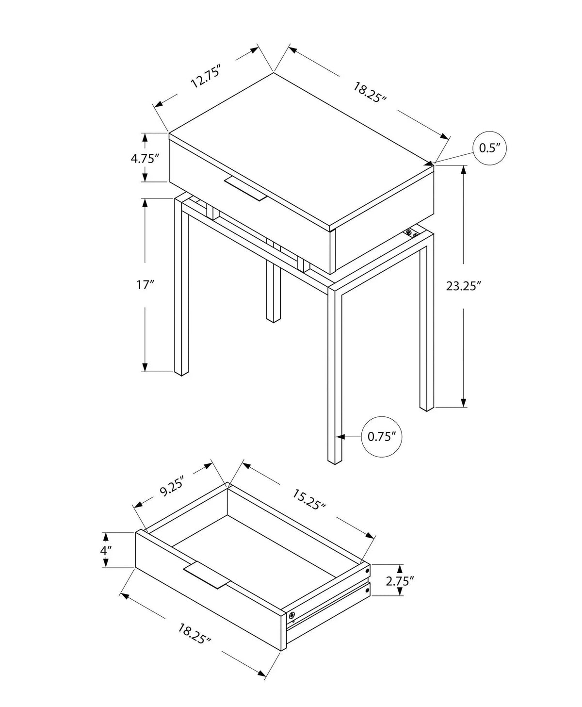 Accent Side Table | Spacious Top | Storage Drawer | Bold Modern Design