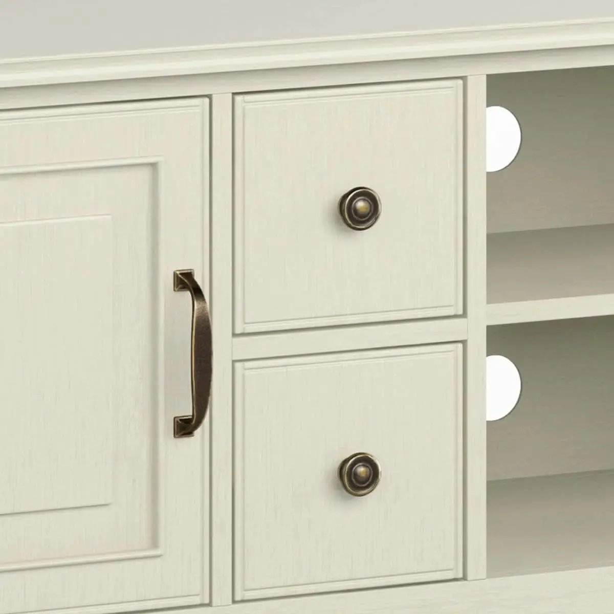 72 Inch Wide Solid Wood TV Stand Antique White With Storage from PriceLows™