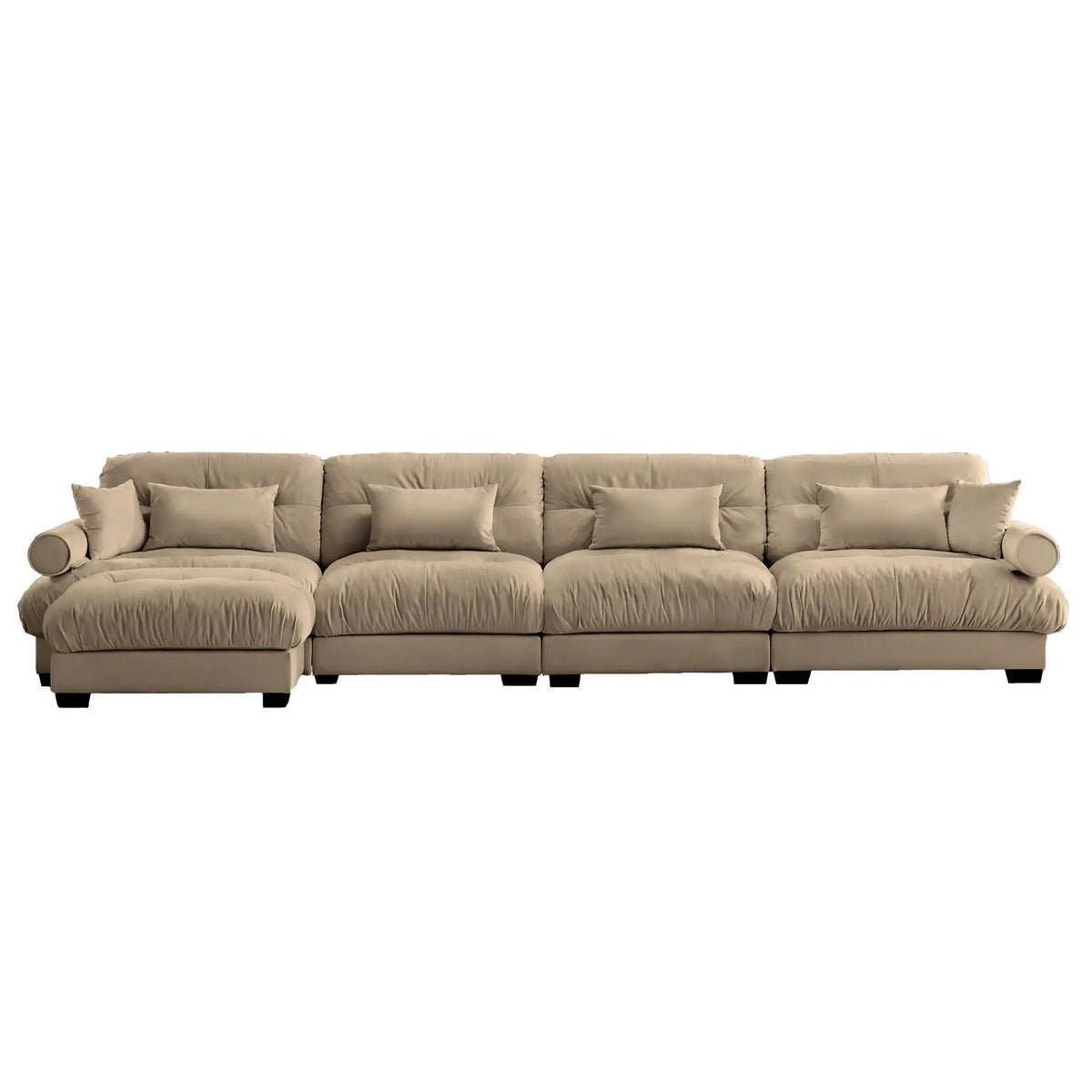 Modern Sectional Sofa | With Ottoman | Deep Seat Cushions | Throw Pillows