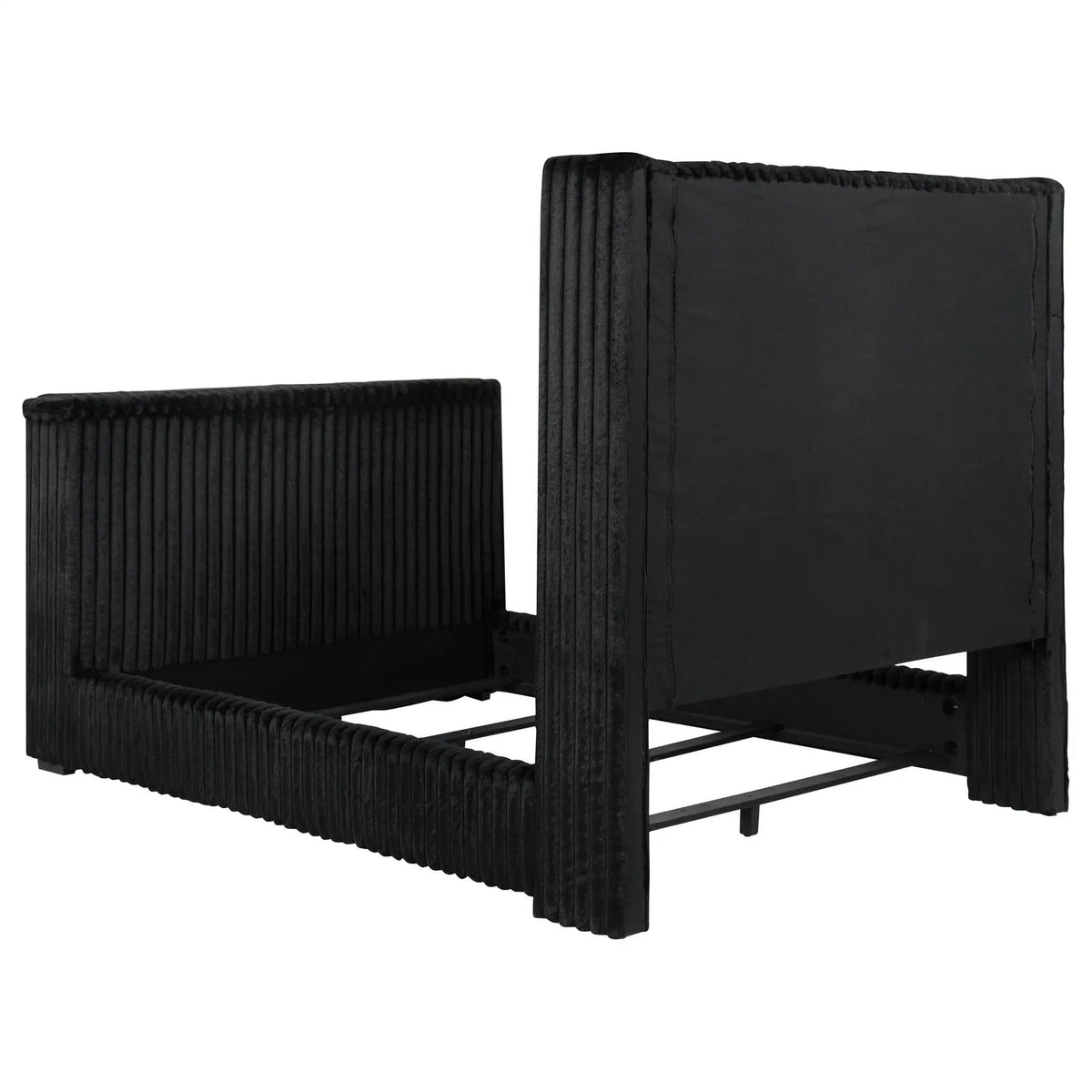 Centergrove Upholstered Queen Wingback TV Bed | 68.5 x 97.25 x 68 in | Velvet | Black