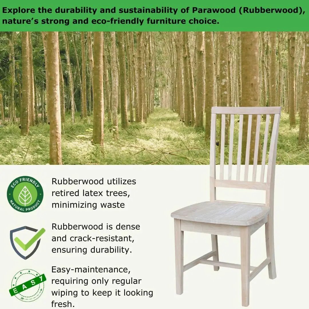Mission Side Dining Chairs Set Of 2 Solid Parawood Unfinished 39.2 Inch Height from PriceLows™