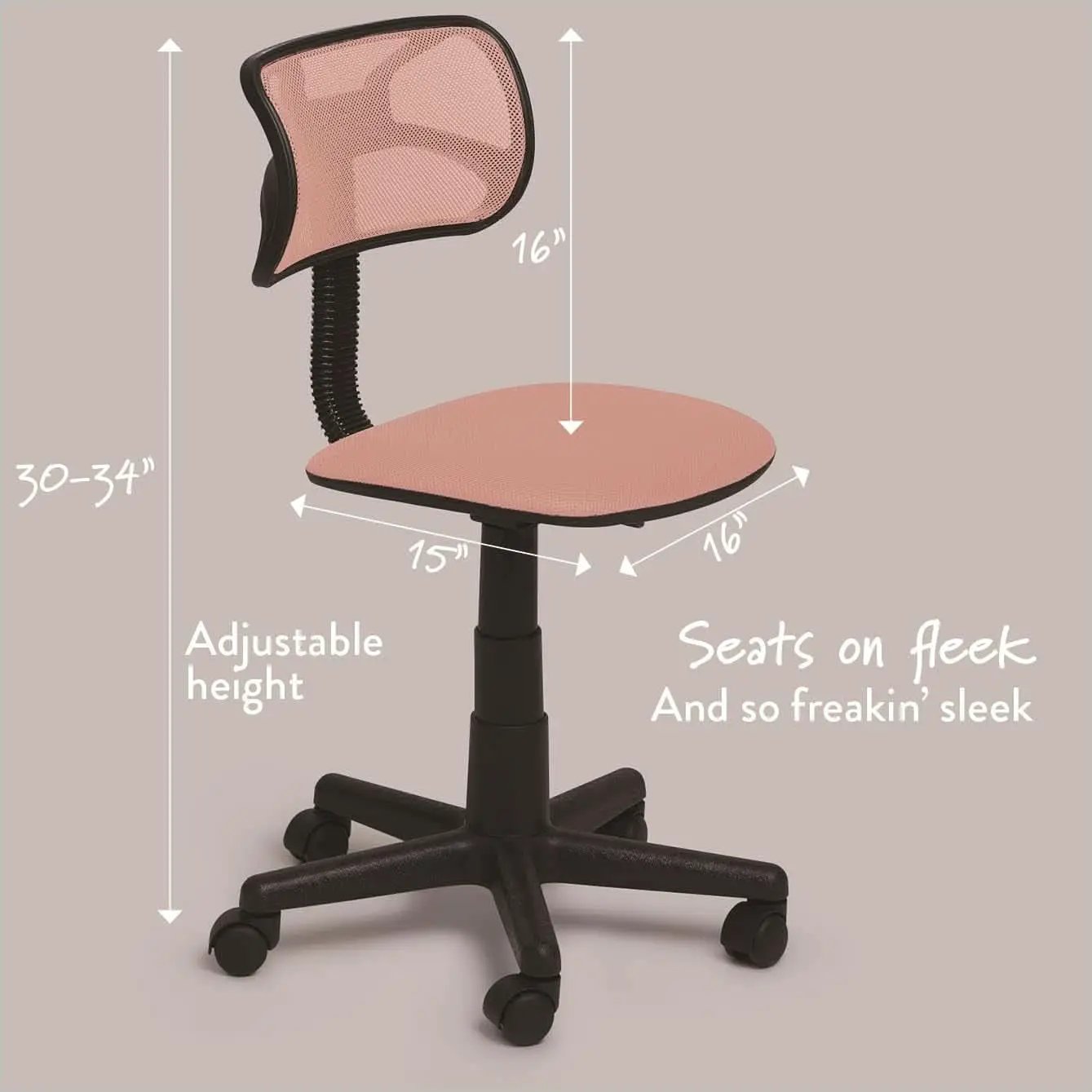 Blush Adjustable Swivel Mesh Desk Chair For Office from PriceLows™