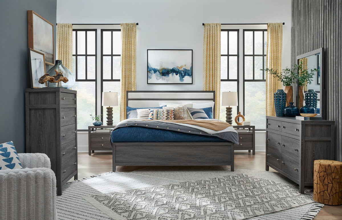 Merrifield Upholstered Panel Bed | 4 Pieces | Oak Veneer | Bedroom