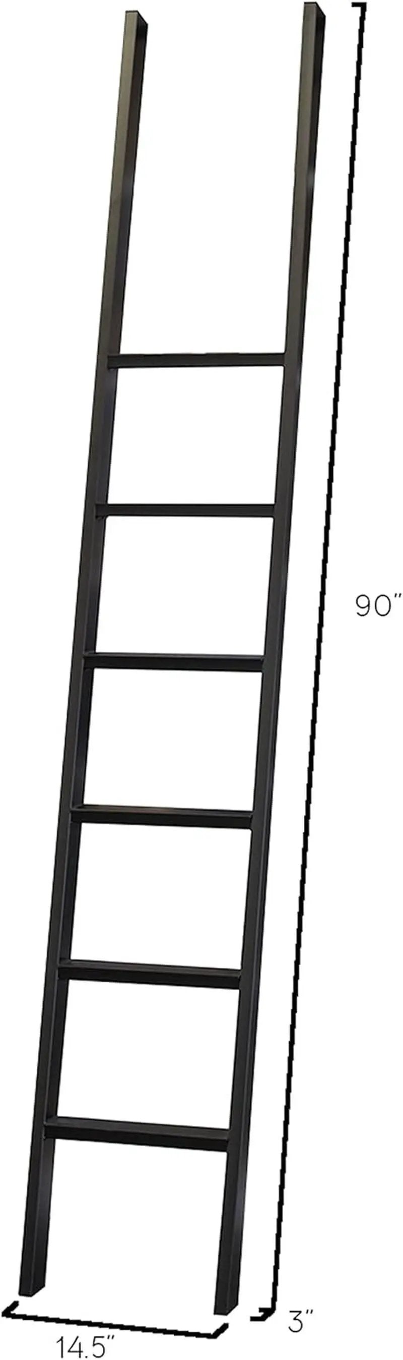 8 Foot Tall Bookcase Wall With Ladder Display Shelf Black from PriceLows™