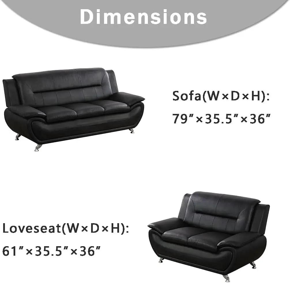 Leather Couches For Living Room Black Sofa And Loveseat Set from PriceLows™