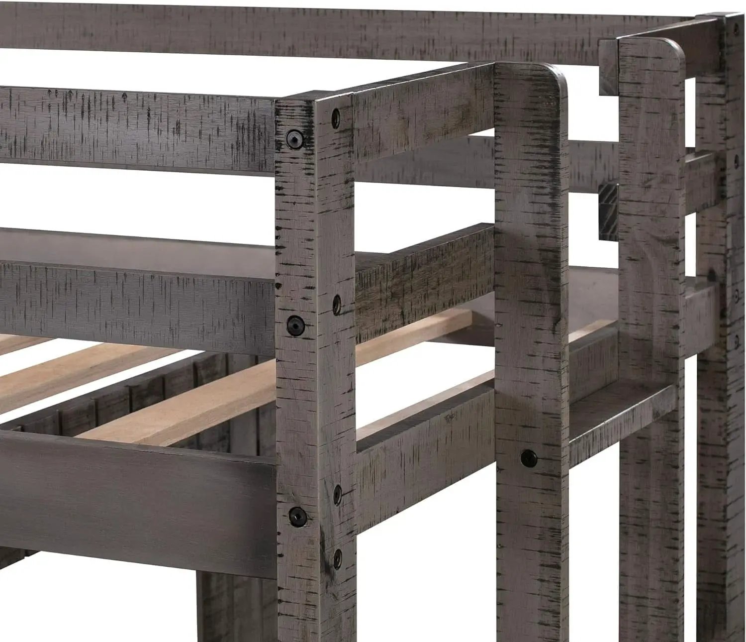 House Bunk Beds Twin Over Full Wood Distressed Grey from PriceLows™