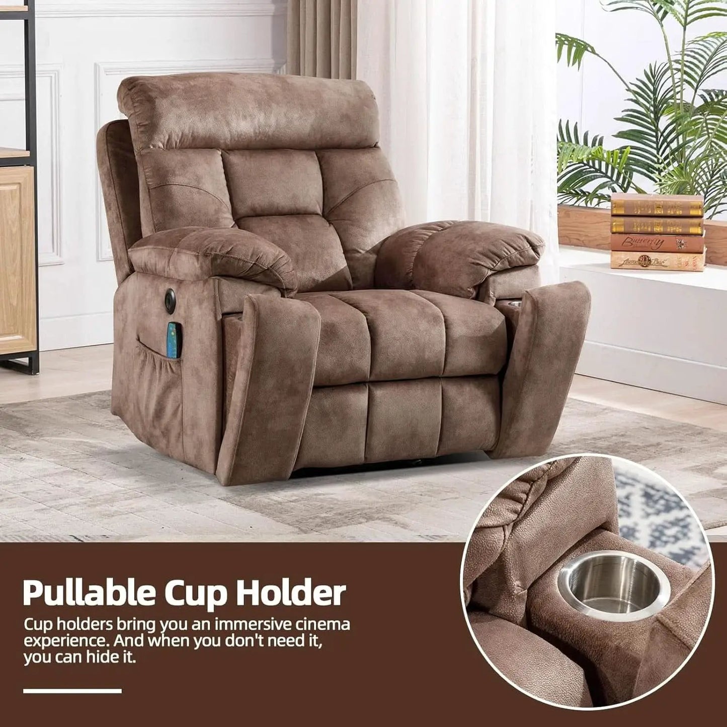 Large Power Recliner With Massage And USB Charging from PriceLows™