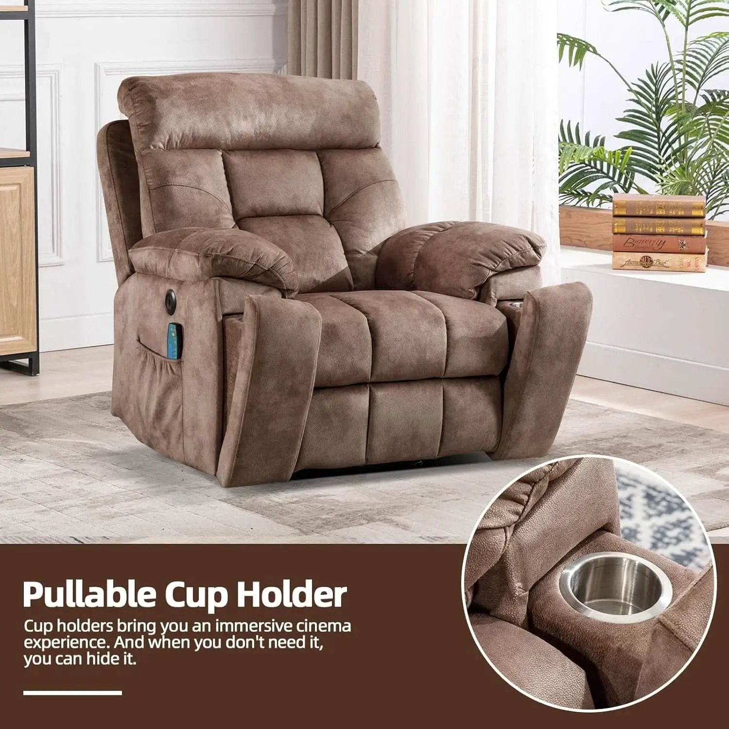Large Power Recliner With Massage And USB Charging from PriceLows™