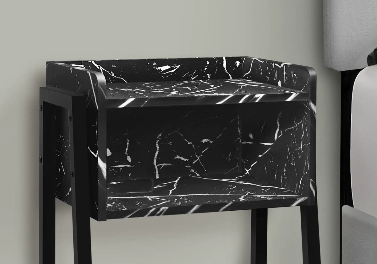 2-Tier Accent Side Table | Rectangular Top | Storage Cubby | Contemporary Design