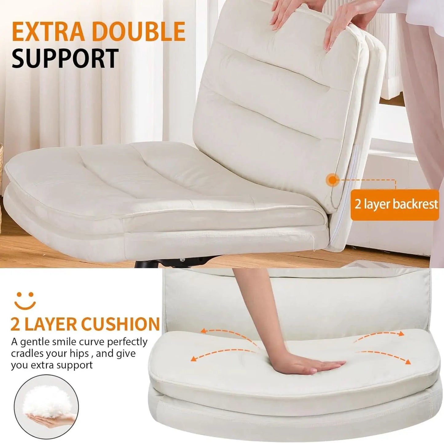 Criss Cross Office Chair Beige With Wheels For Home Office from PriceLows™