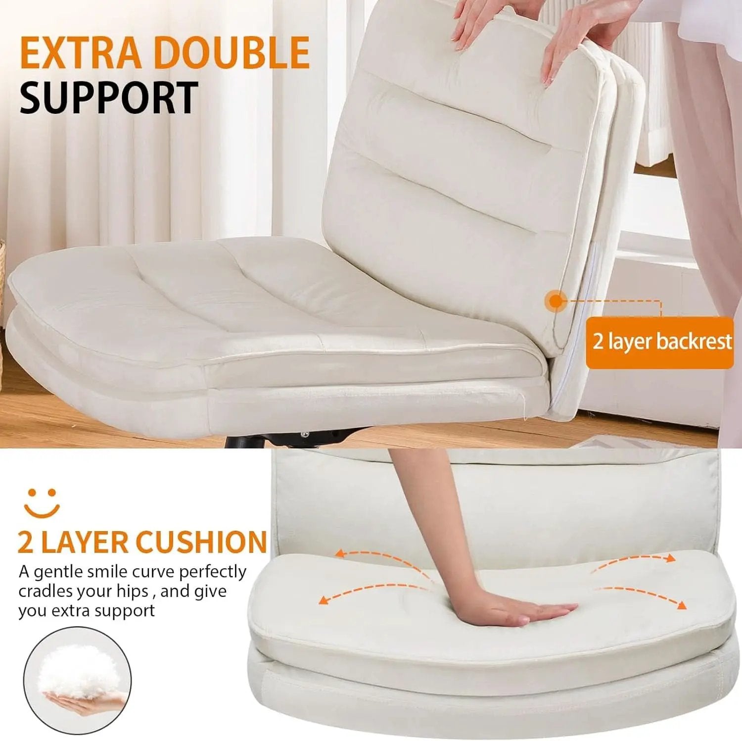 Criss Cross Office Chair Beige With Wheels For Home Office from PriceLows™