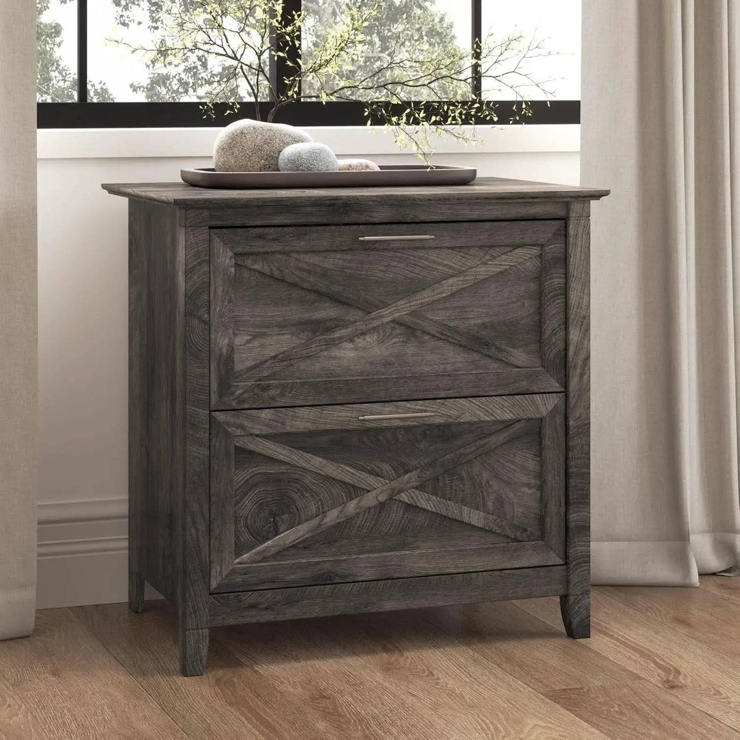 Key West 2 Drawer Lateral File Cabinet Dark Gray Hickory from PriceLows™