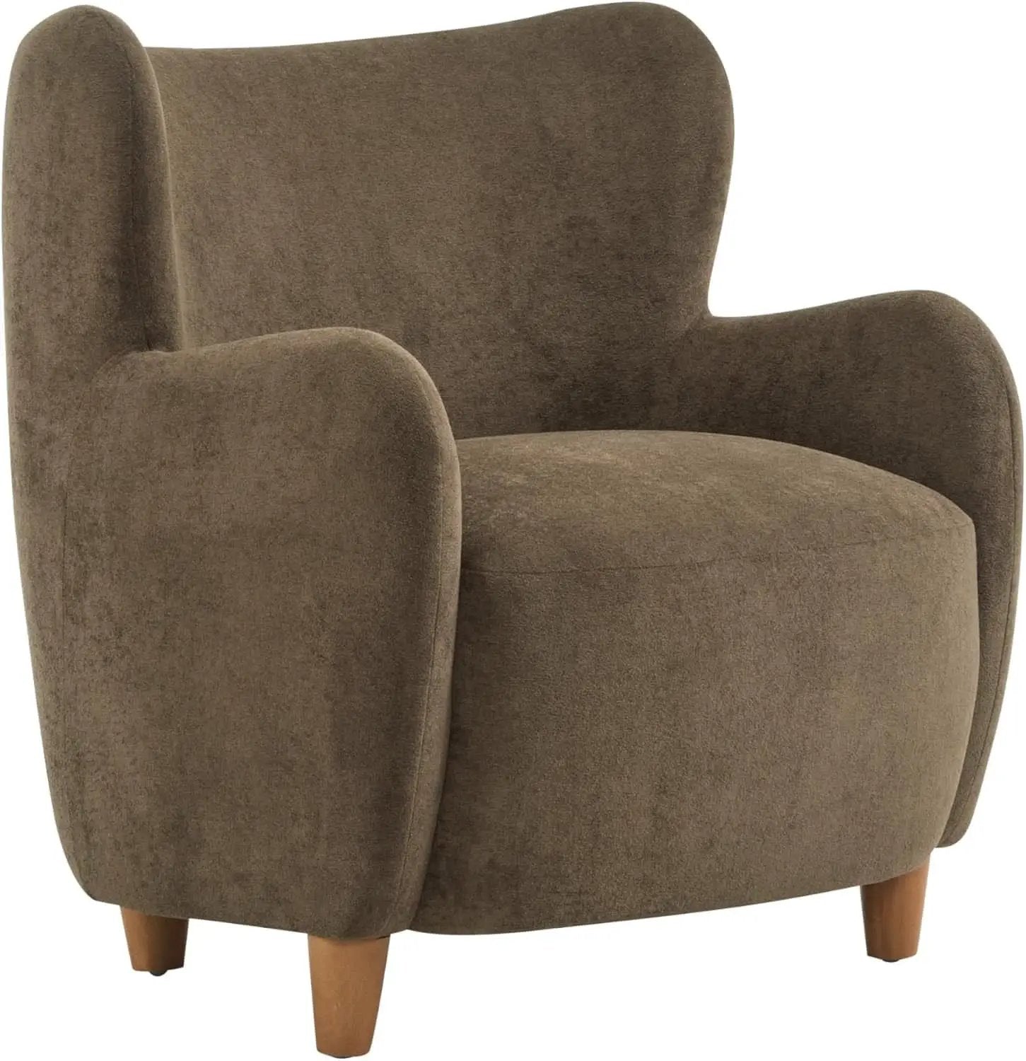 Brown Velvet Wingback Chair With Contoured Backrest from PriceLows™