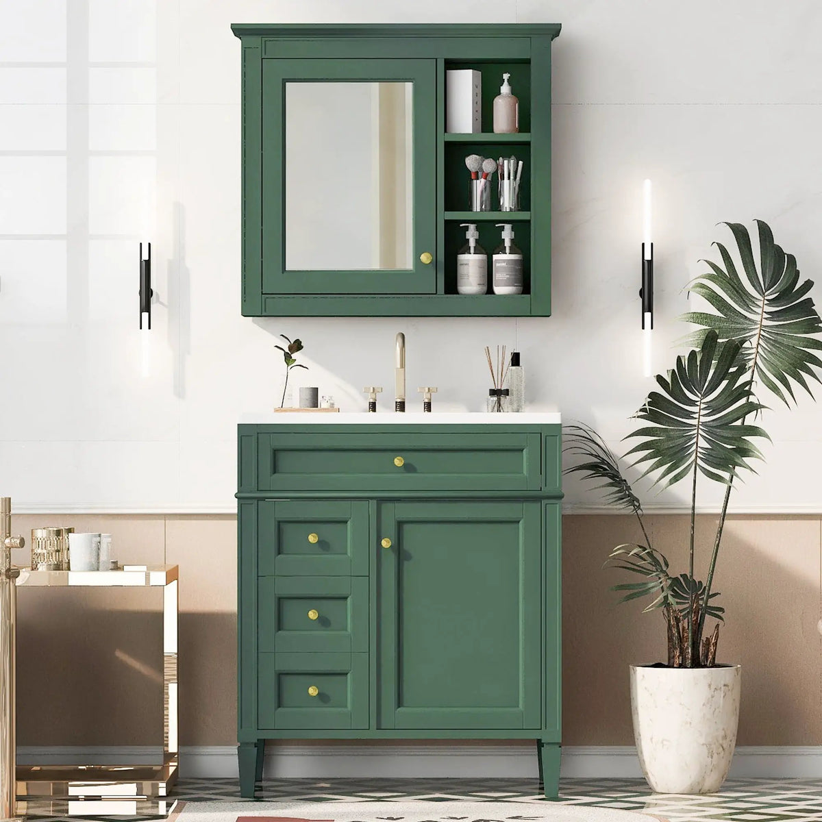 Bathroom Vanity With Medicine Cabinet | Royal Mirror Cabinet | Modern Storage | Unique Pattern Design