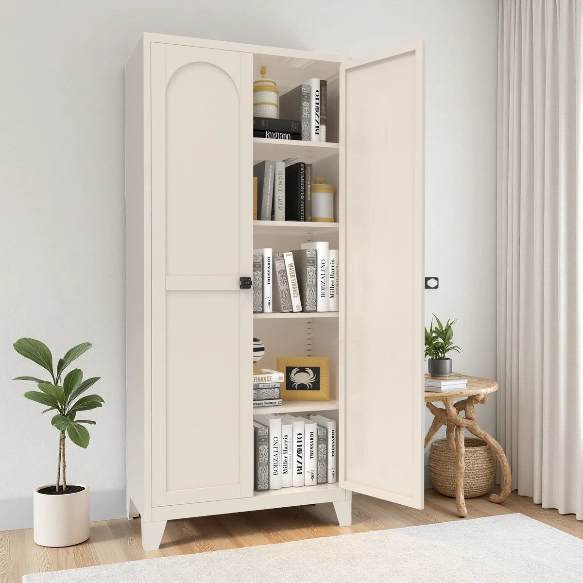 Metal Storage Cabinet | Doors And Adjustable Shelves | Corrosion-Resistant Steel | 70.87 Inch Height