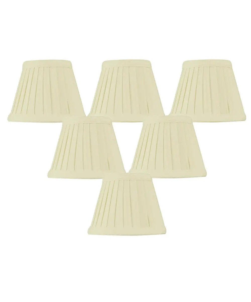 Candelabra Lamp Shades | Clip On | 5W X 4H Crisp Linen Pleated | Set Of 6