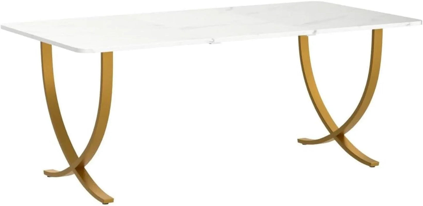 Executive Desk 63W X 31.5D White And Gold Computer Desk from PriceLows™