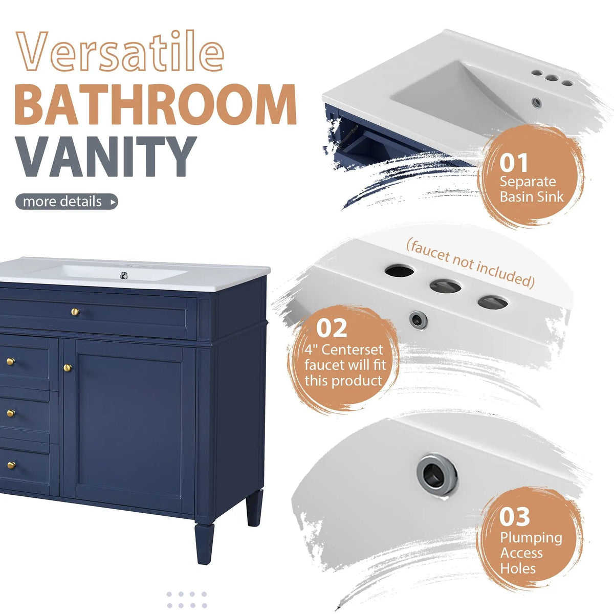 Bathroom Vanity With Mirror Cabinet | Single Sink | Soft Close Doors And Drawers